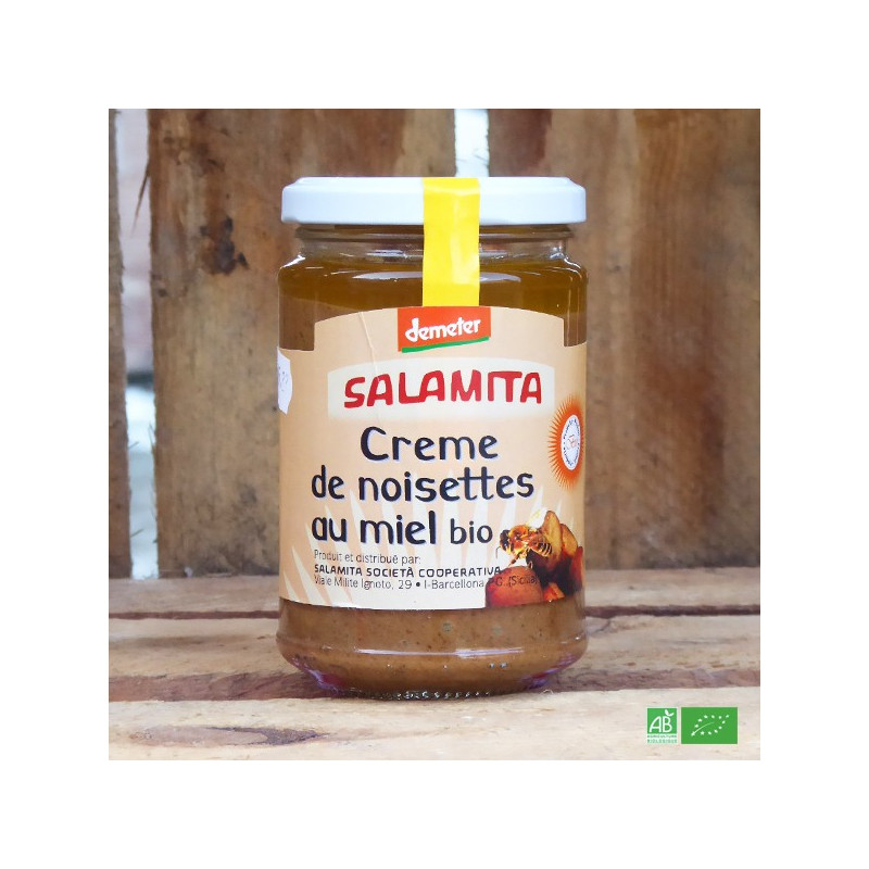 Crème de noisettes bio Demeter du Piémont au Miel - Fabrication artisanale italienne - Maison Salamita