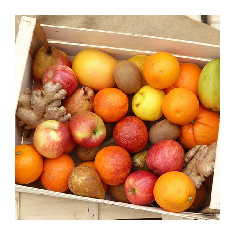 Panier bio moyen format composé des meilleurs fruits de saison / Fruits frais en circuit court Producteurs & Arboriculteurs bio